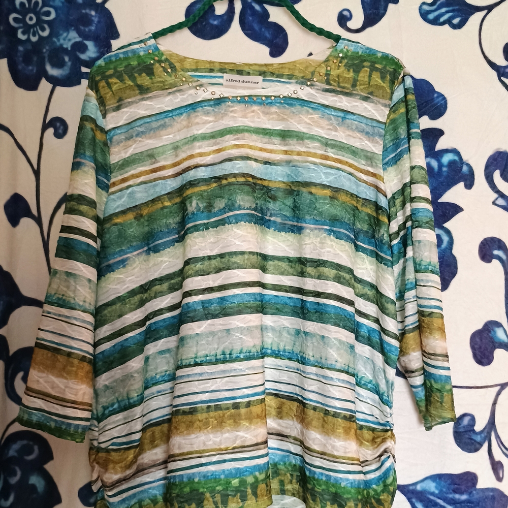 Alfred Dunner Striped Top with Stud Accents